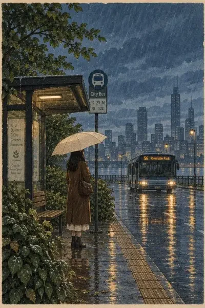 《雨天的公交站》短剧封面